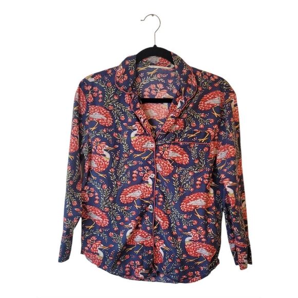 Printfresh Other - Printfresh Navy Floral & Bird Button-Up Pajama Top Size XS